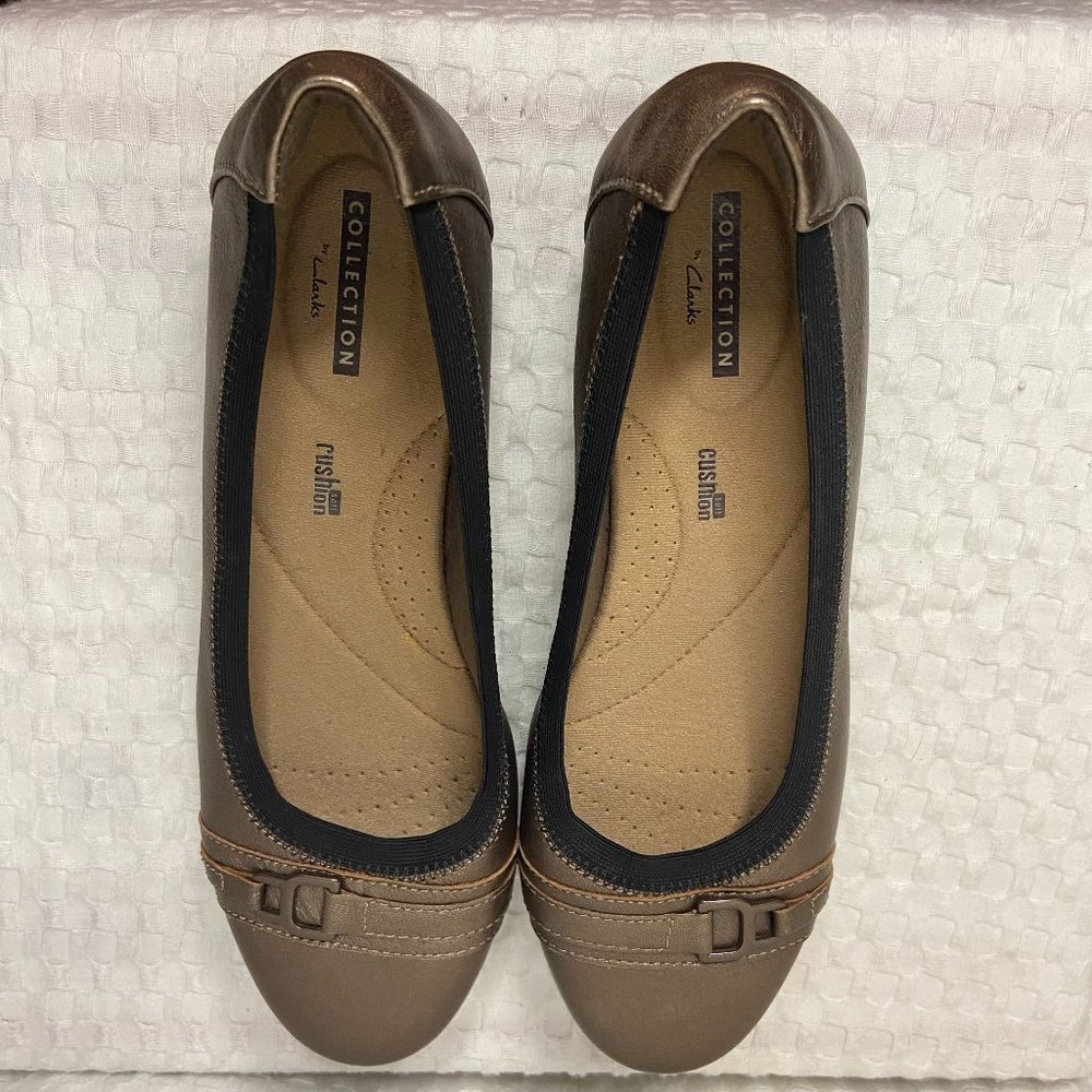 Clarks New Collection Kinzie Comfort Cushion Slip-on Flats Pewter Sz 8 M